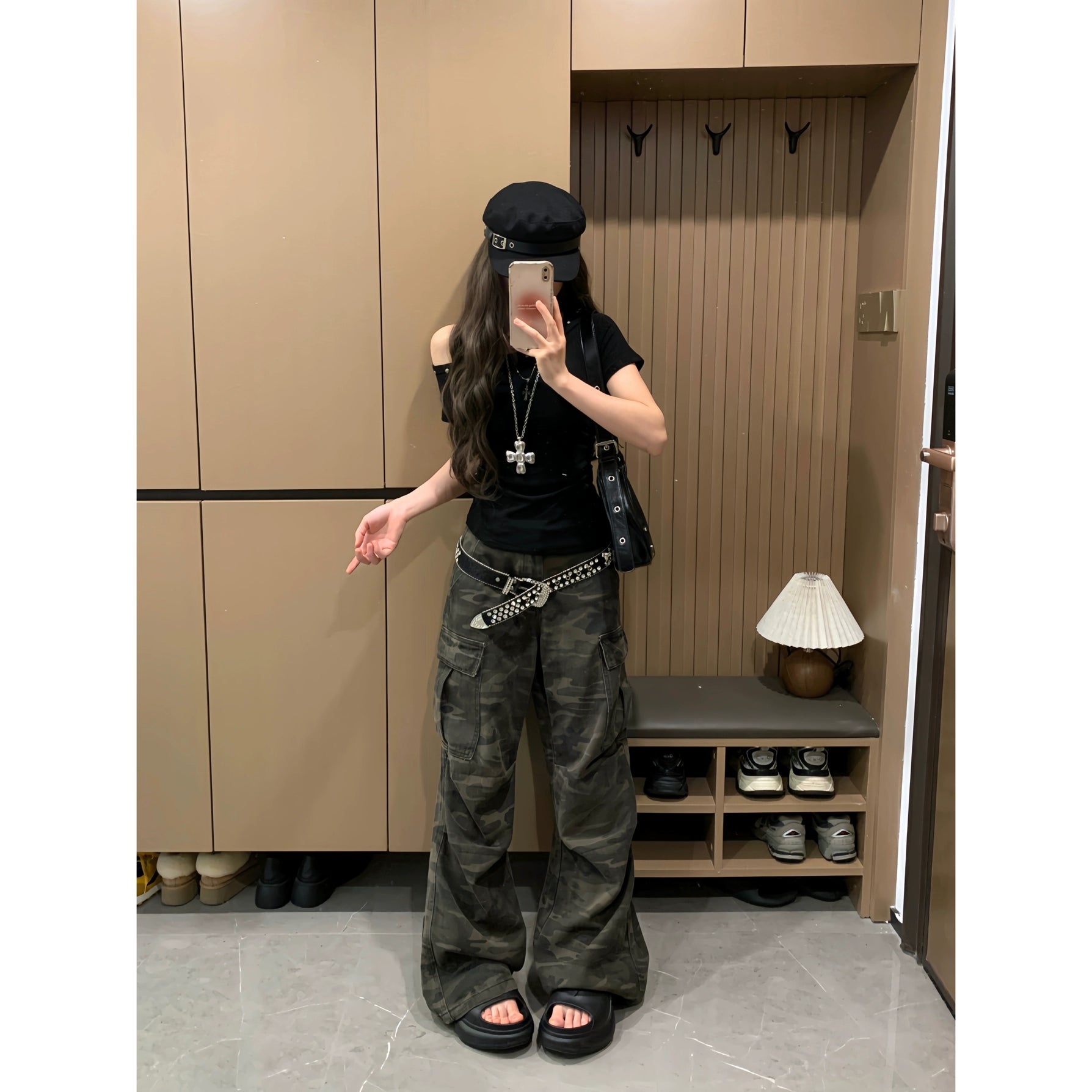 カーキ カーゴパンツ フレア Y2K フェアリーグランジ y2k グランジ パンツ – 100StarS