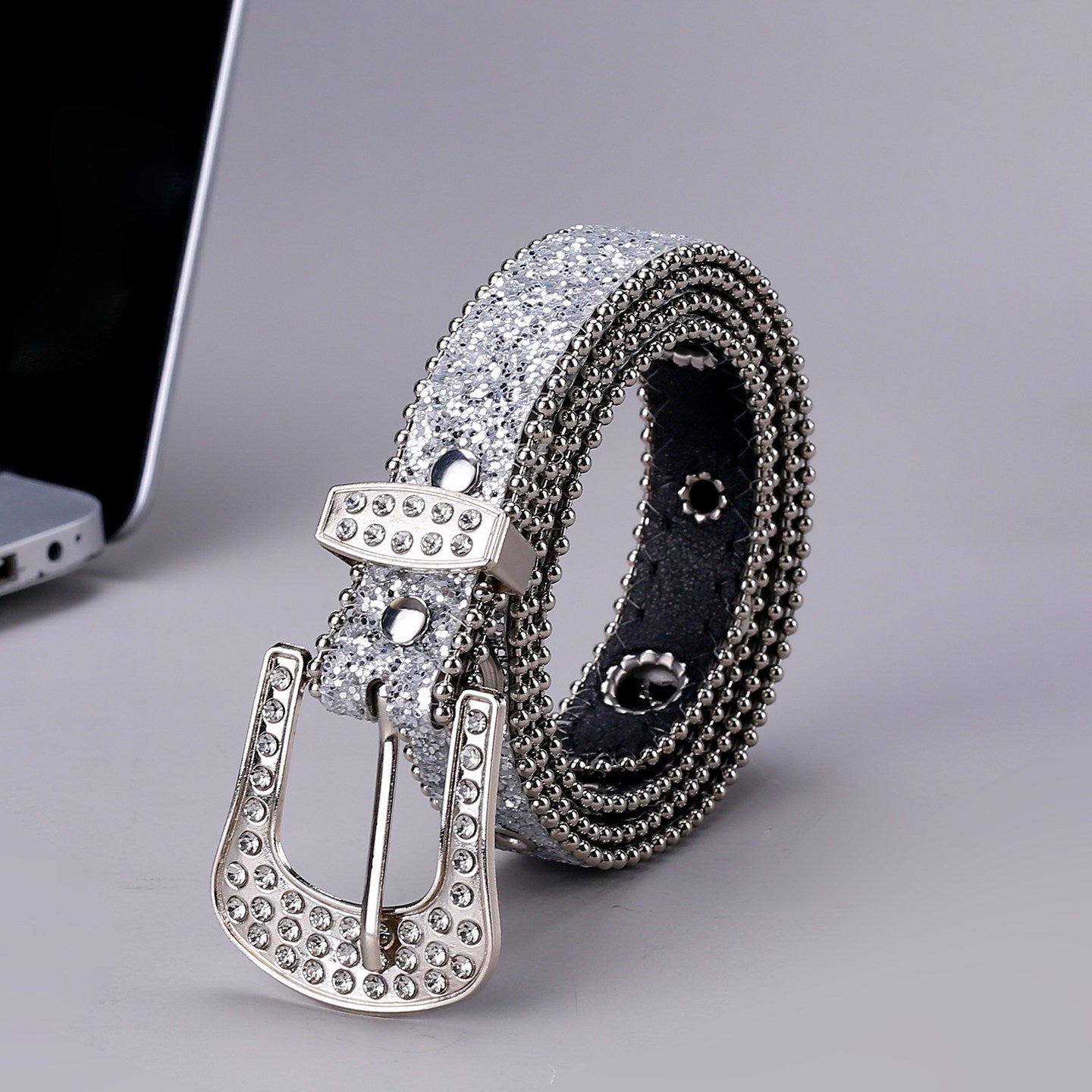 ラインストーングリッターベルト