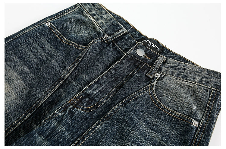 フロントステッチウォッシュドデニムパンツ KDS306 – 100StarS フロントステッチウォッシュドデニムパンツ KDS306 – 100StarS