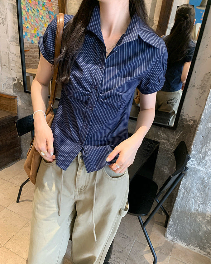 ストライプリブフィットシャツ