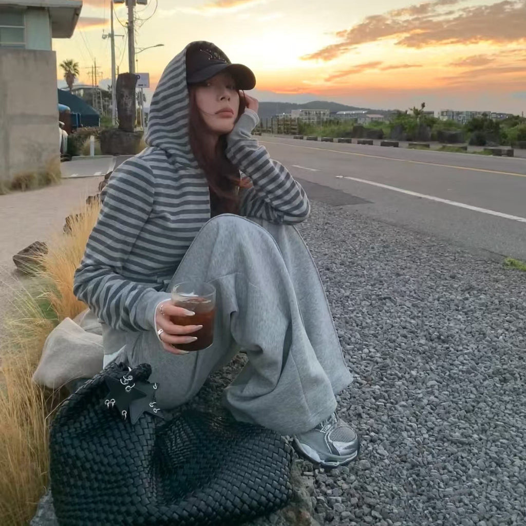 グレースモークボーダージップパーカー