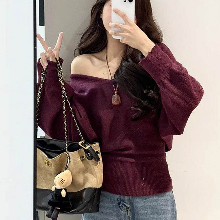 ウエストリボンルーズニット