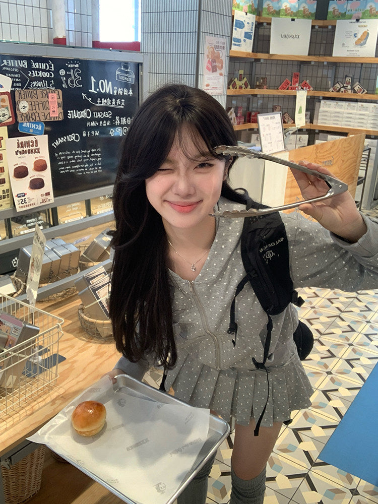 ドットプリーツミニスカート