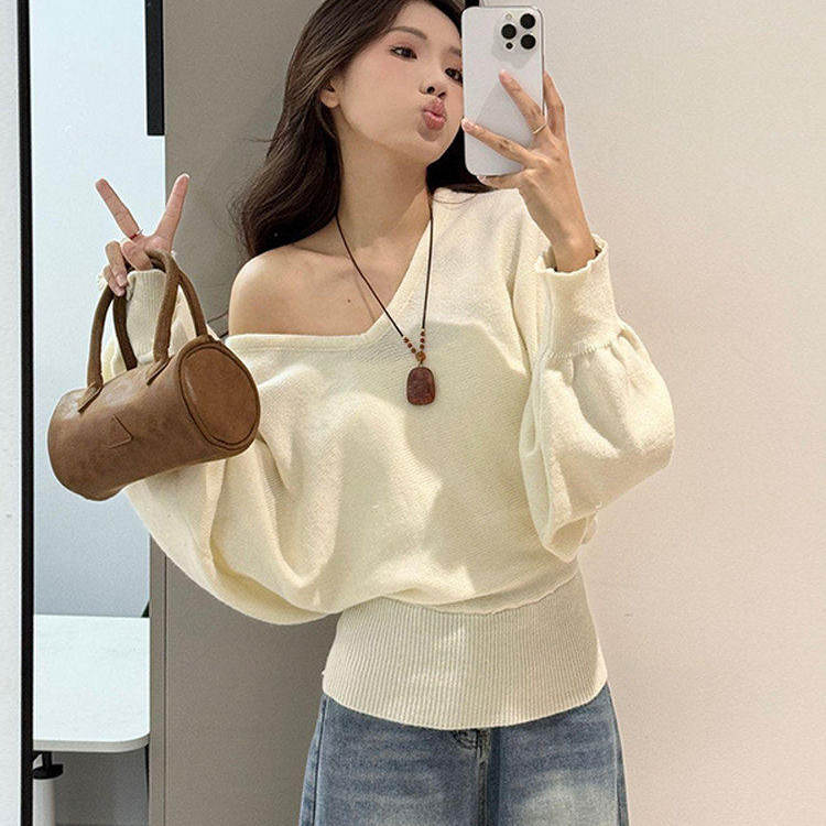 ウエストリボンルーズニット