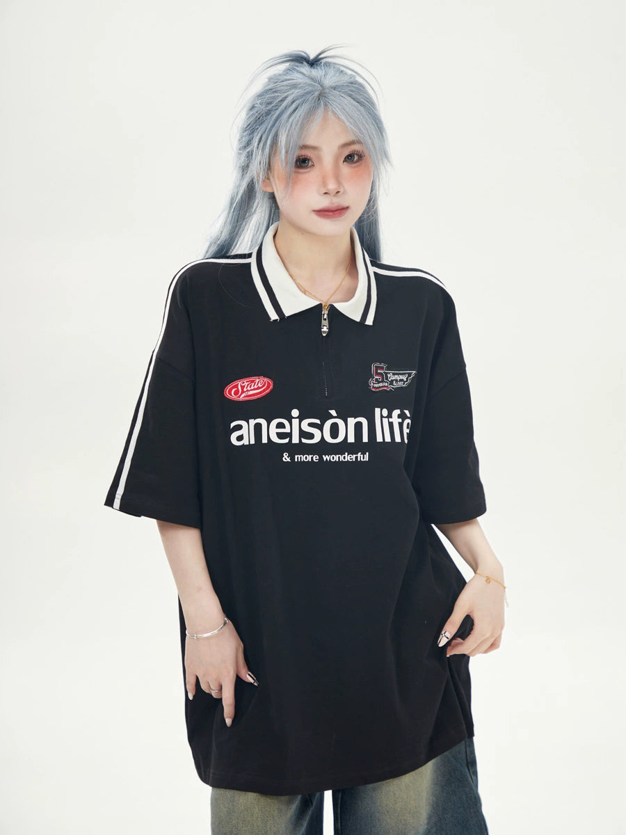 フットボールハーフジップポロTシャツ ANT674 – 100StarS フットボールハーフジップポロTシャツ ANT674 – 100StarS