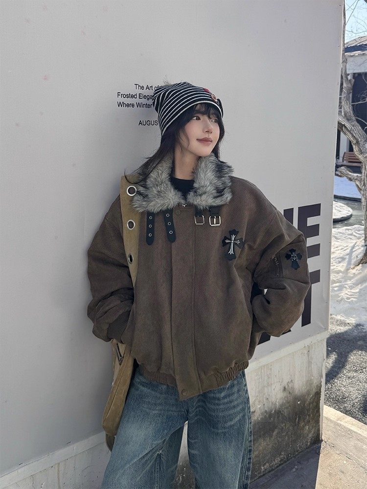 韓国ストリート クロスディテールボリュームアウター