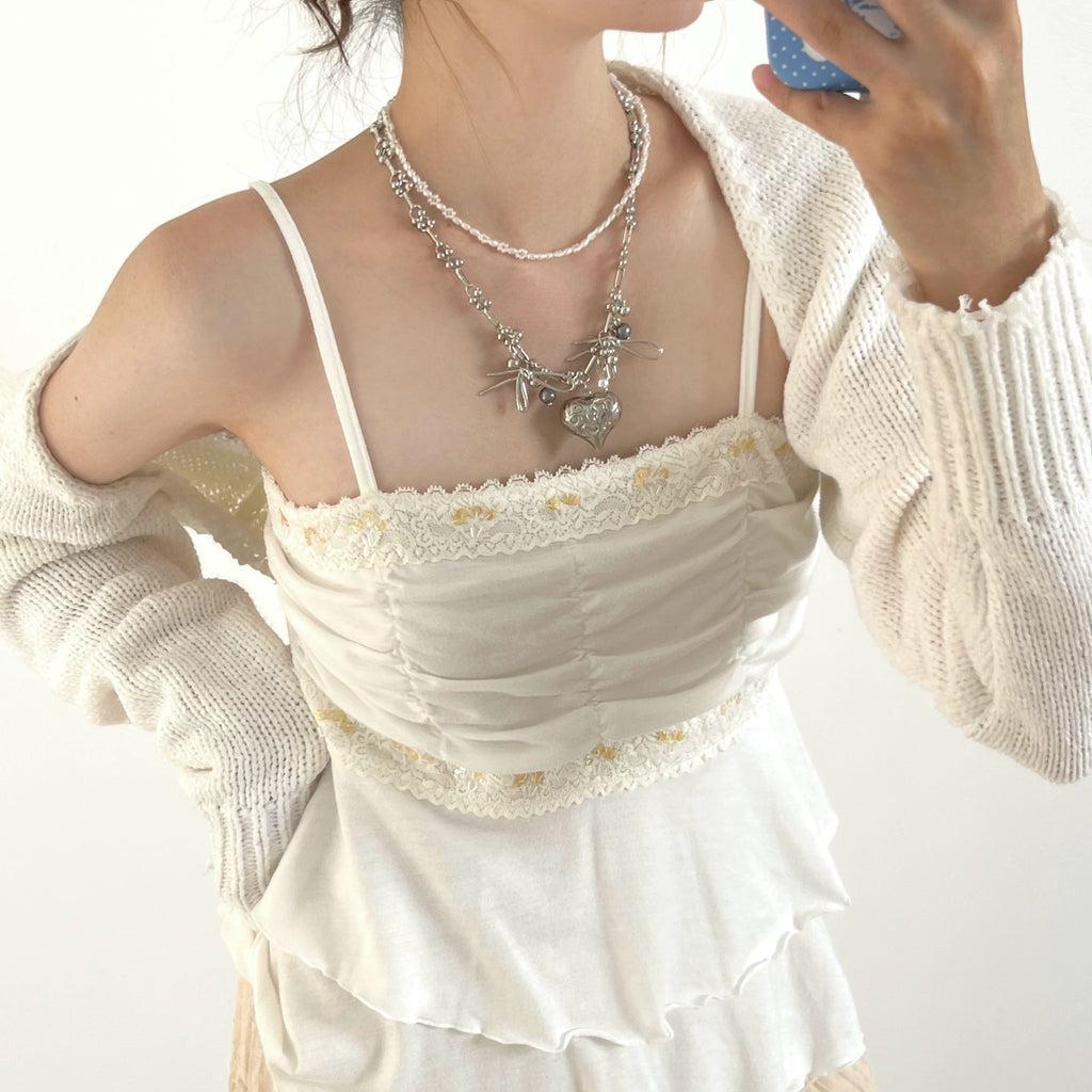 シルバーハートビジューネックレス