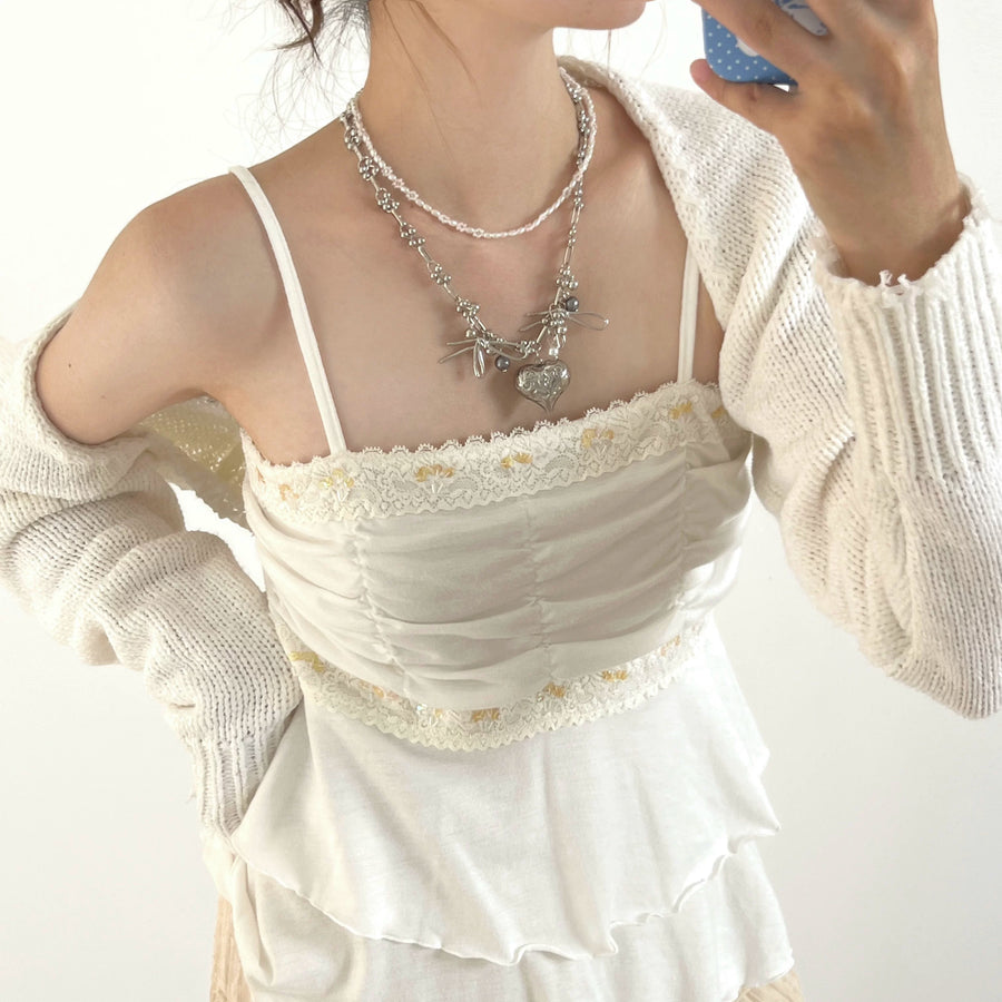 シルバーハートビジューネックレス