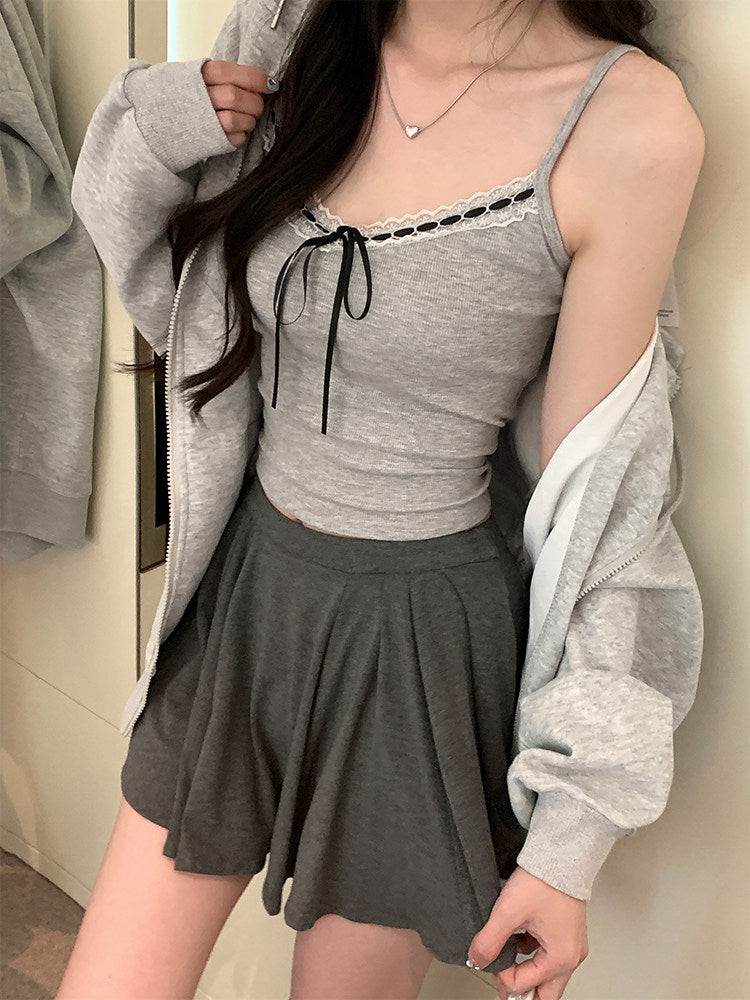 バイカラーリボンスリムキャミ