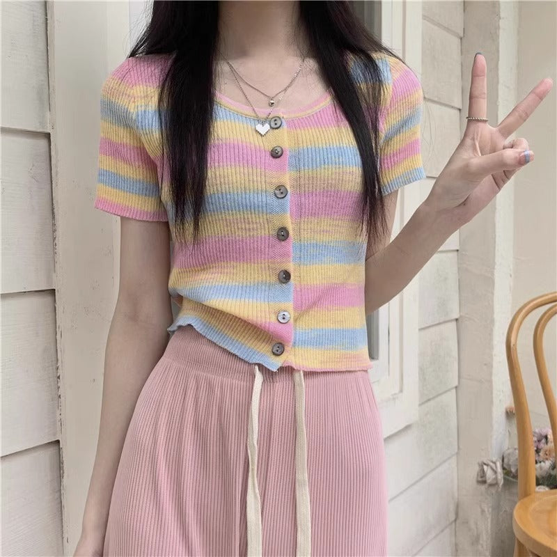 グラデーションボーダーサマーニット