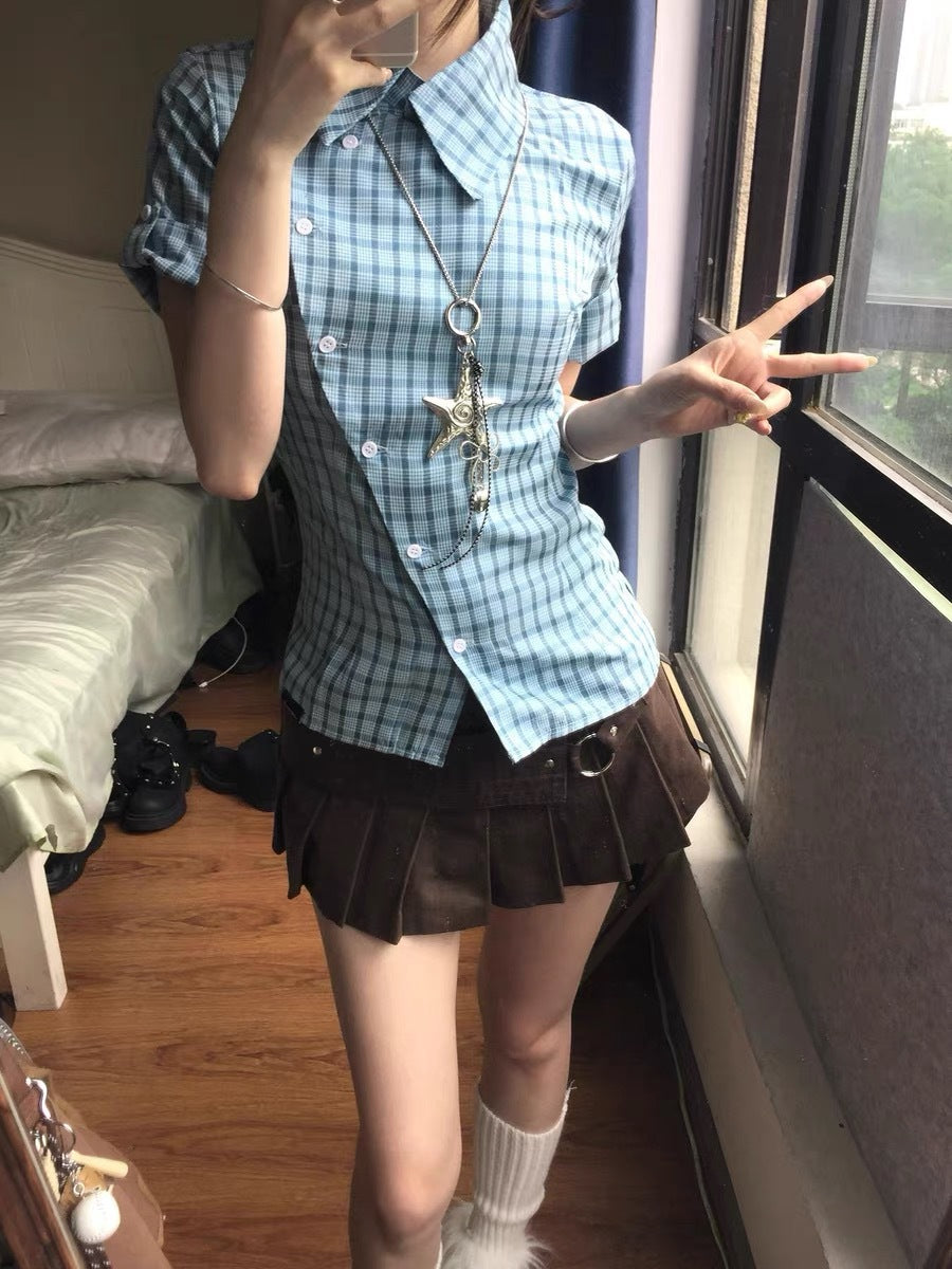 チェックハーフスリーブシャツ