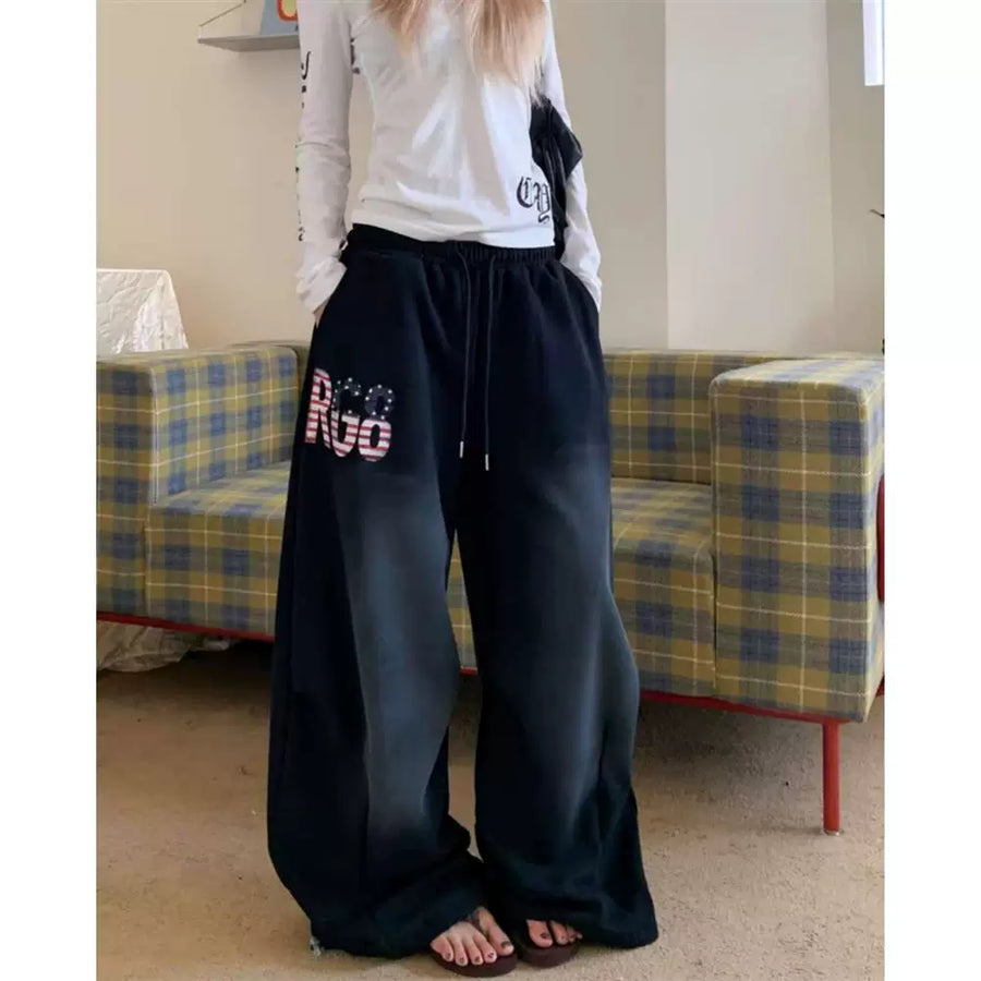 アメリカンテイストワイドスウェットパンツ