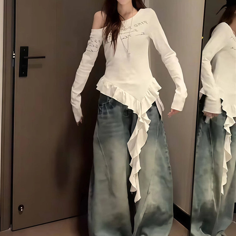 アシメフリル ワンショルロンT