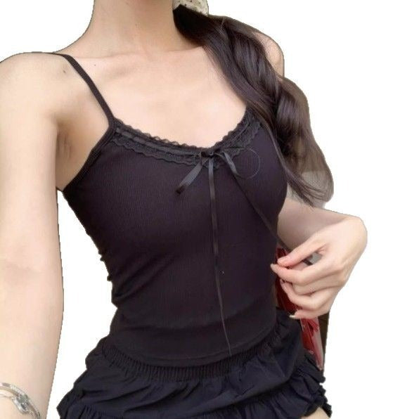 バイカラーリボンスリムキャミ