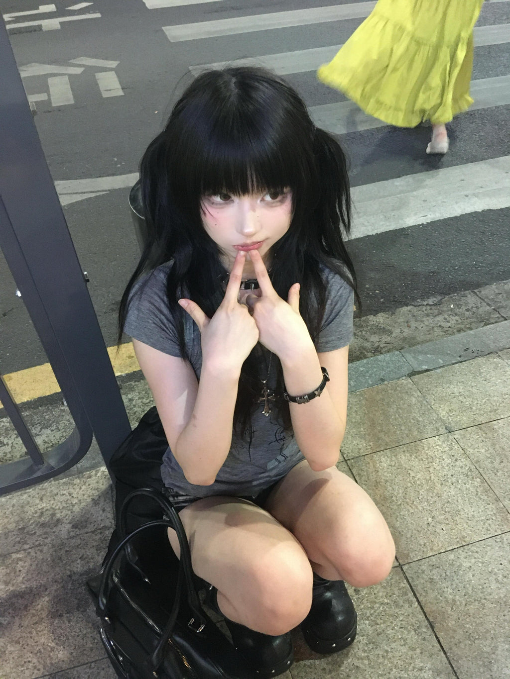 Y2KスケッチプリントタイトT