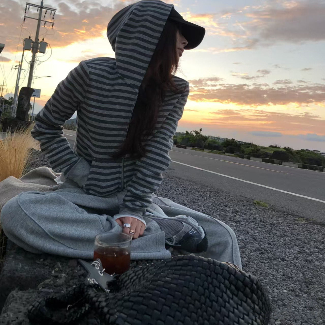 グレースモークボーダージップパーカー