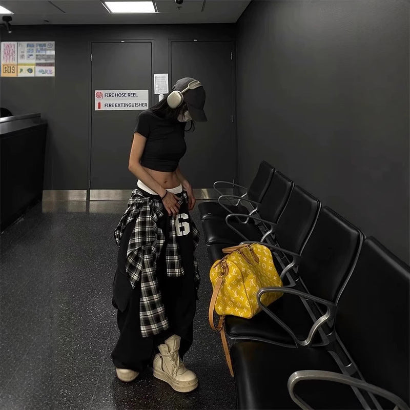 チェックレイヤードストリートパンツ