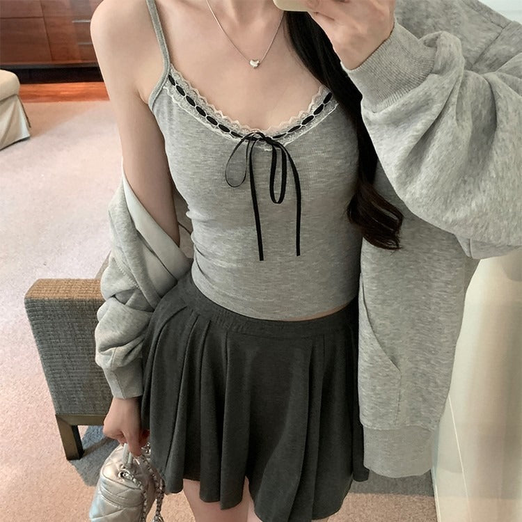 バイカラーリボンスリムキャミ