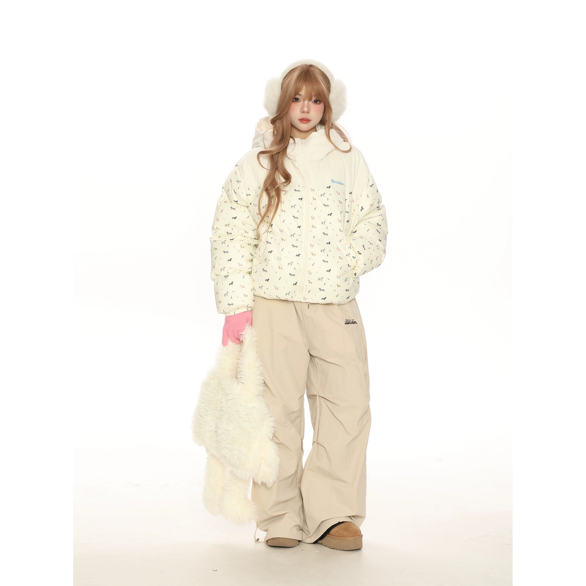 ドッグパターンショートダウンジャケット