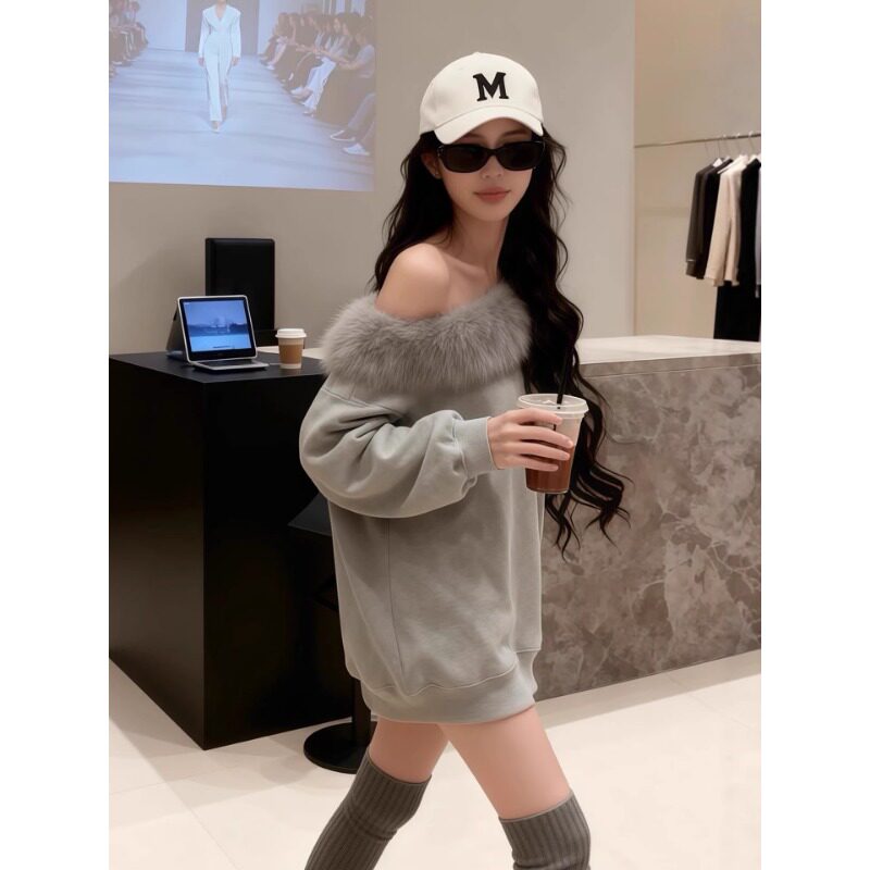 フェザーファー オフショルスウェット