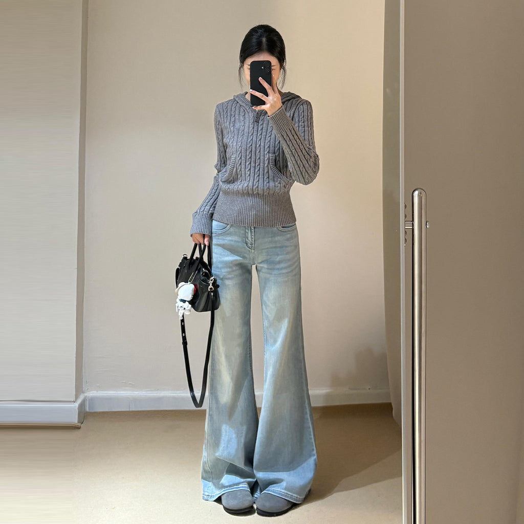 ケーブルニットパーカー