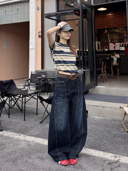 バックロゴワイドデニムパンツ
