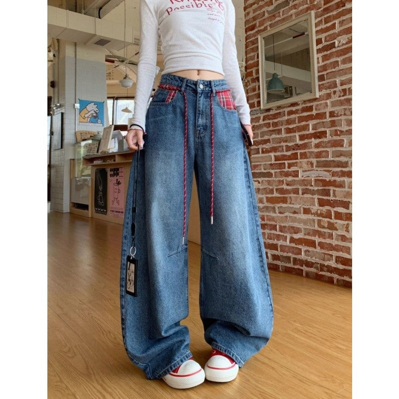 チェックストリートワイドデニム