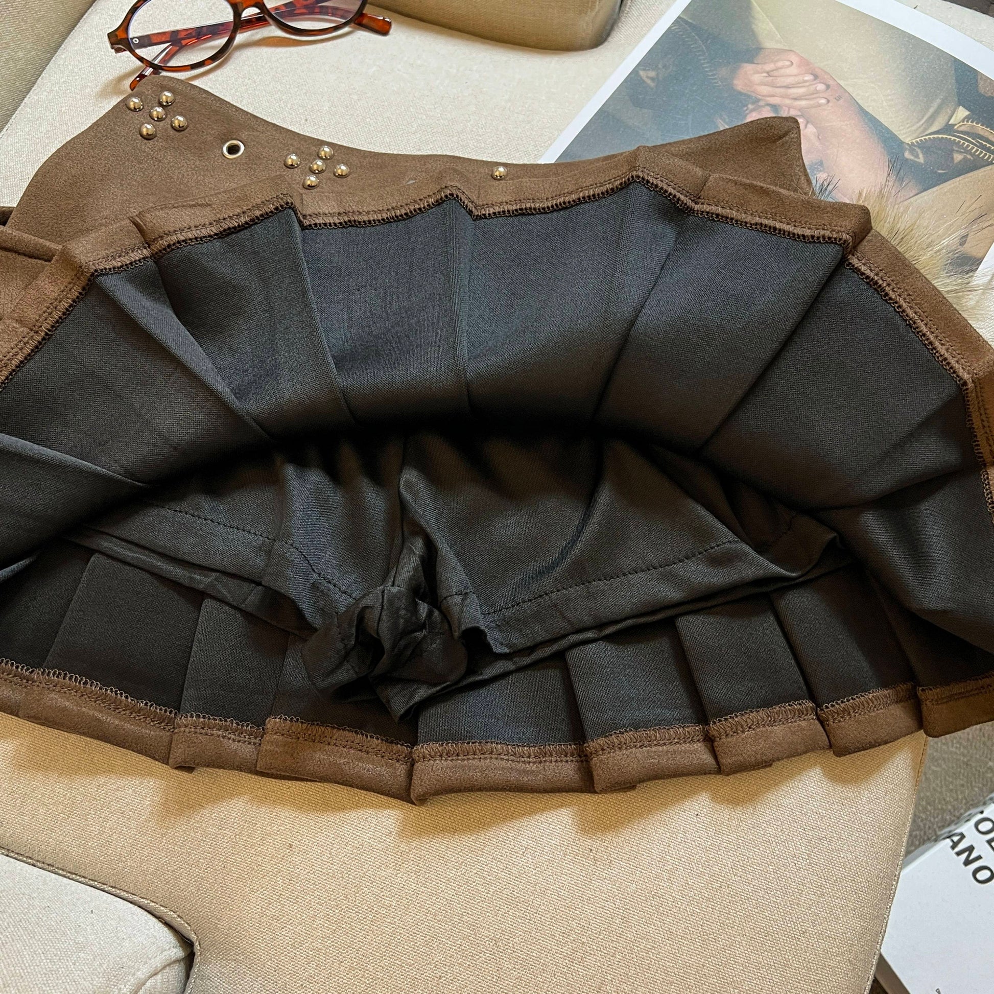 Y2Kムード ファー付きベルトミニスカート