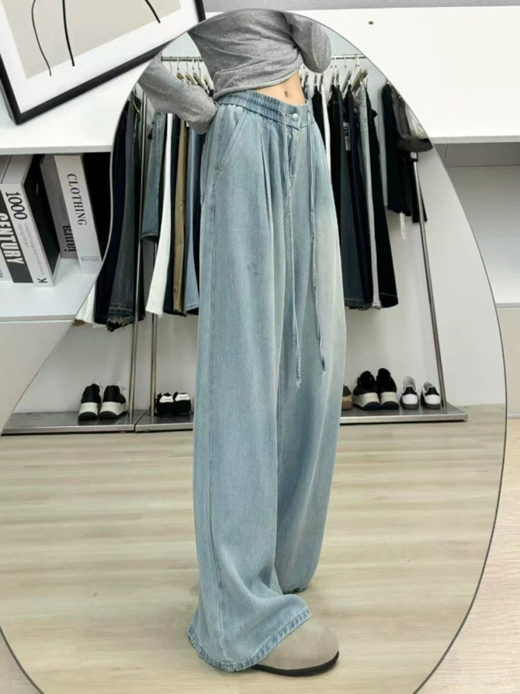 ハイウエストルーズデニムパンツ