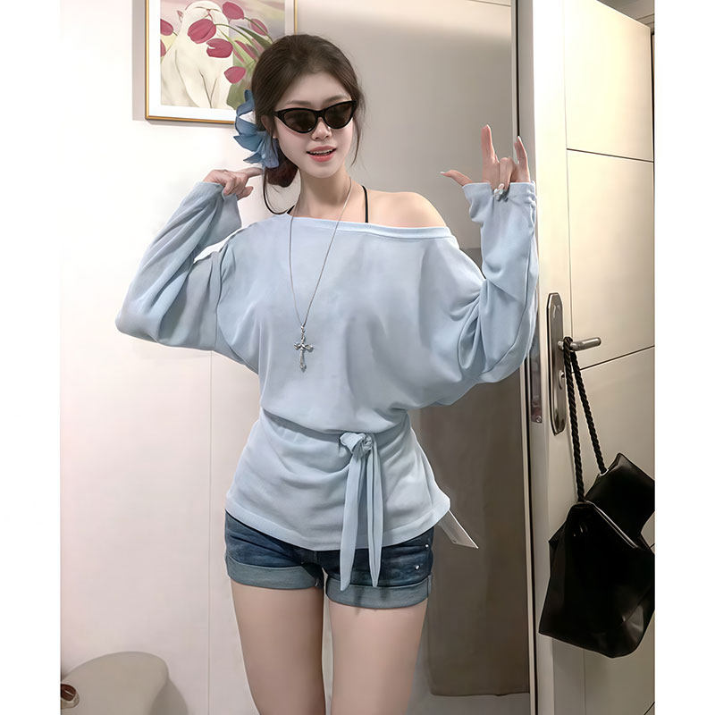 ウエストリボンオフショルロンT