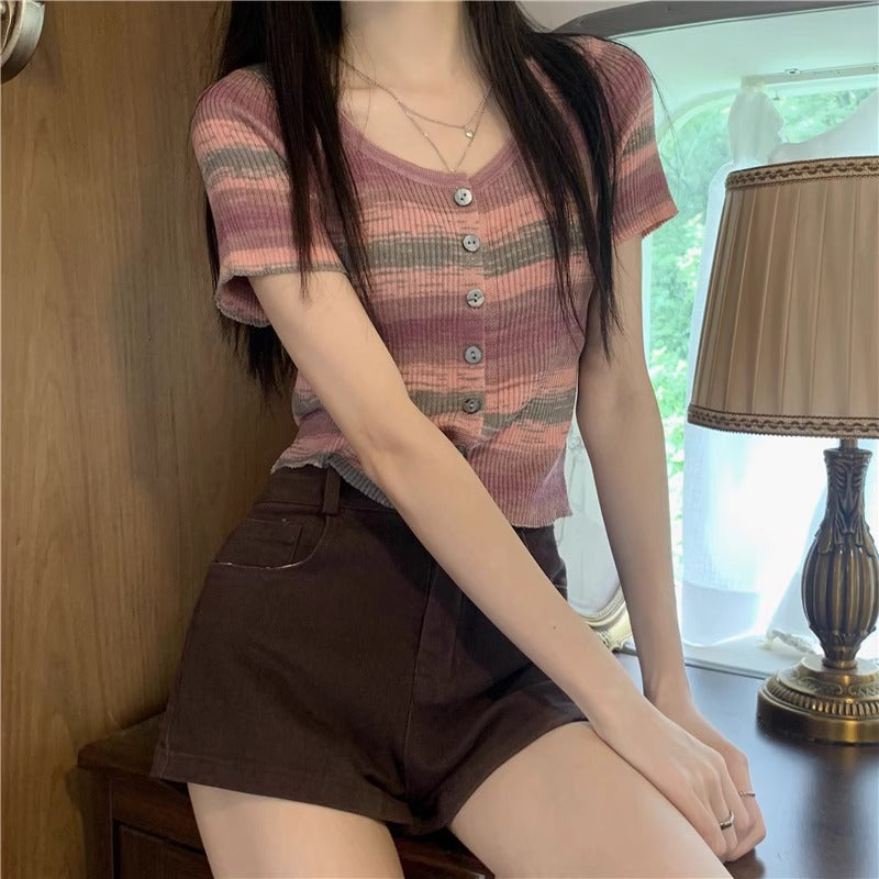 グラデーションボーダーサマーニット