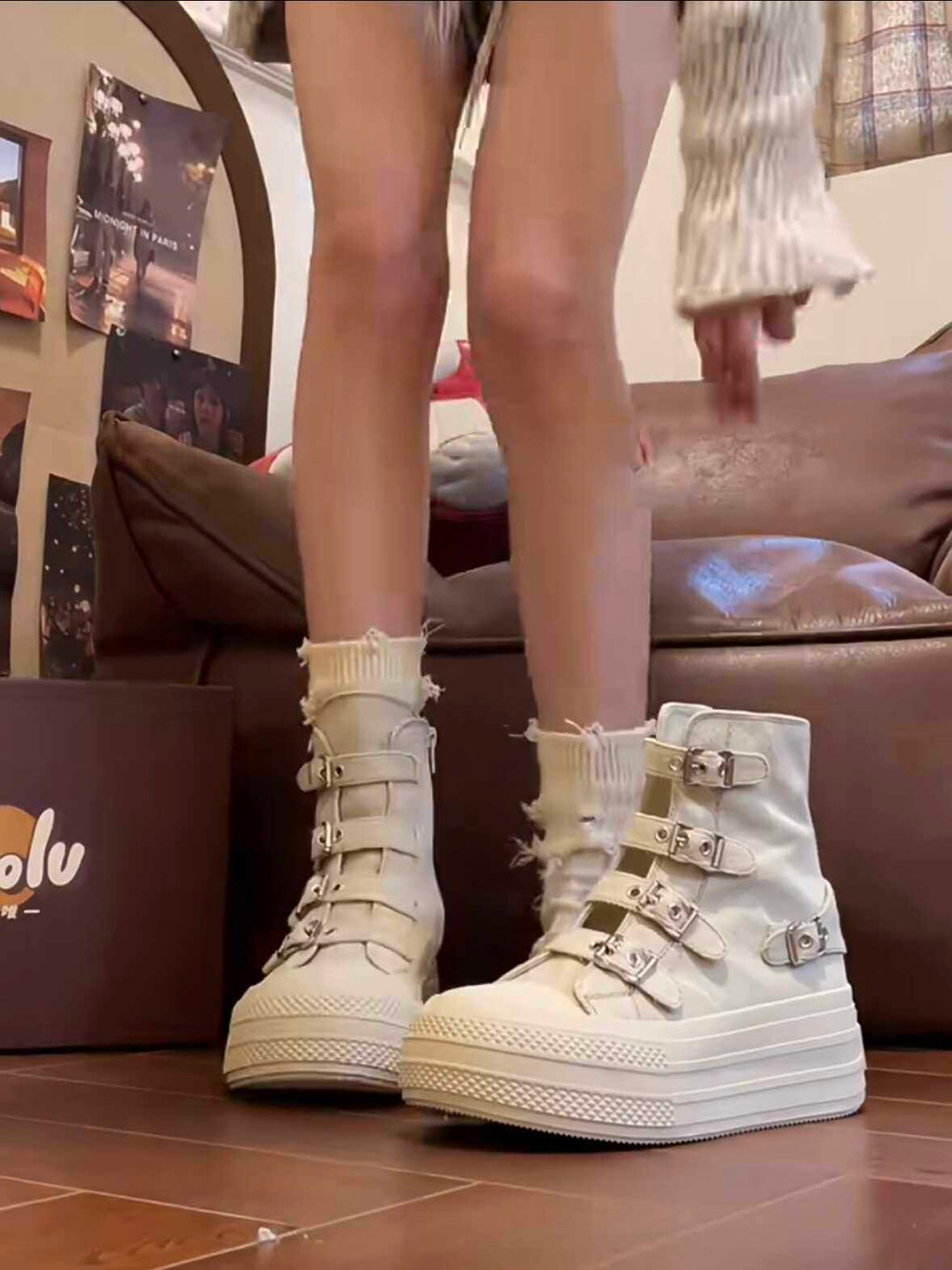 バックルエッジハイソールスニーカーブーツ