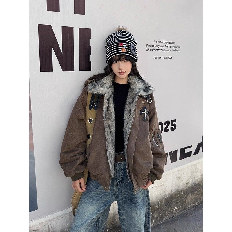 韓国ストリート クロスディテールボリュームアウター