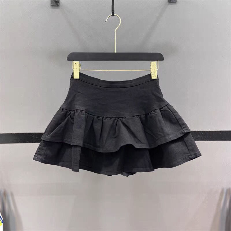 レースアップフリルミニスカート