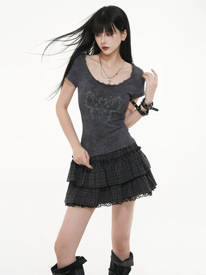 フェードクラッシュクロップドTシャツ