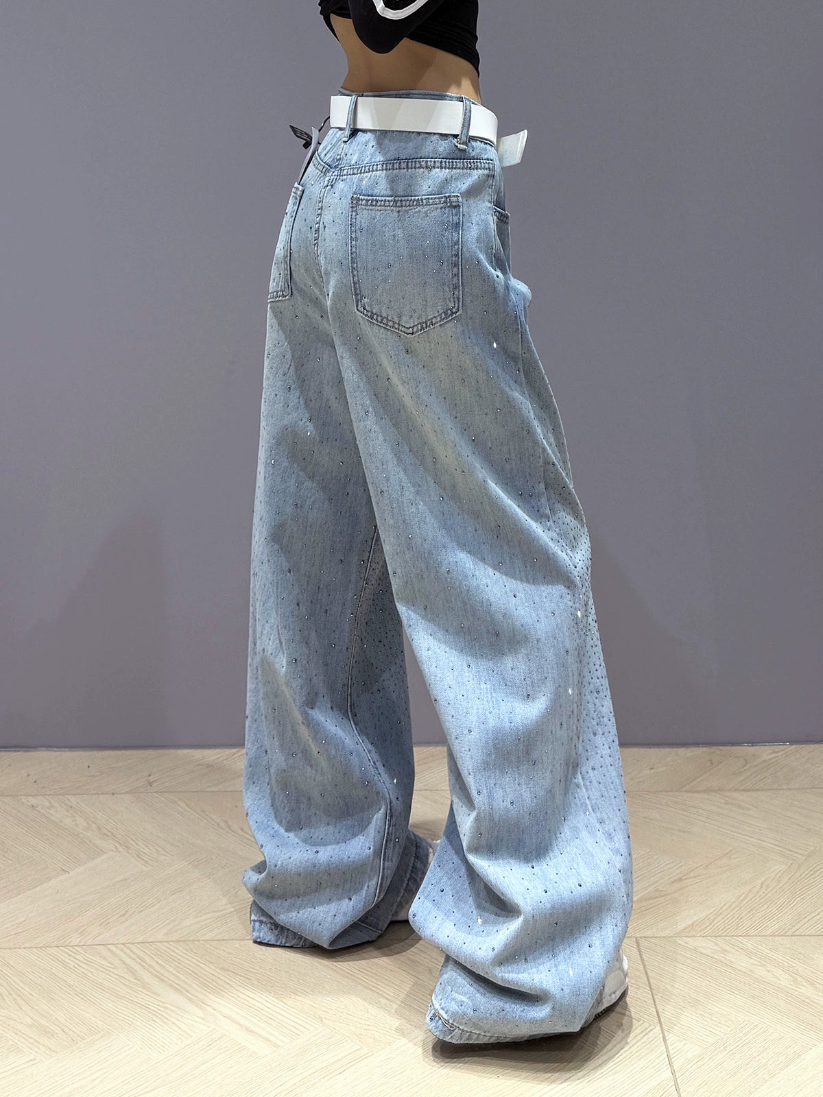 ラインストーンデニムパンツ KDS346