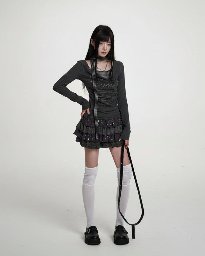 グランジムードネックストラップトップス