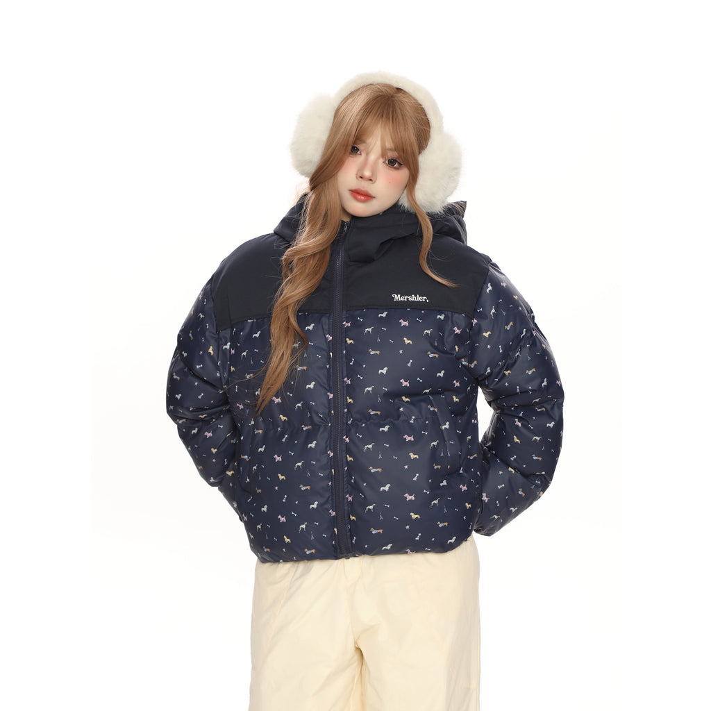 ドッグパターンショートダウンジャケット