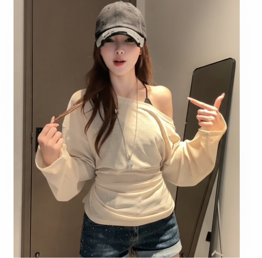 ウエストリボンオフショルロンT