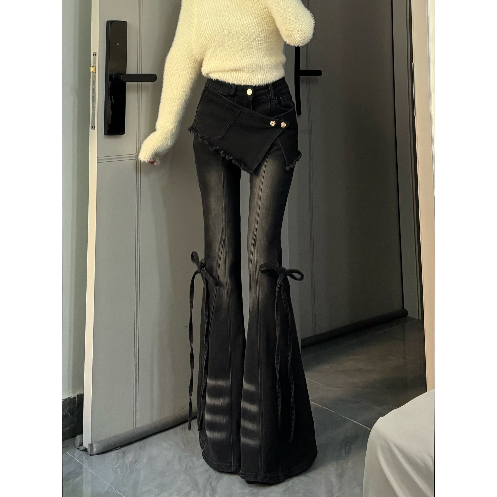 スカートレイヤー フレアデニム（取り外し可）