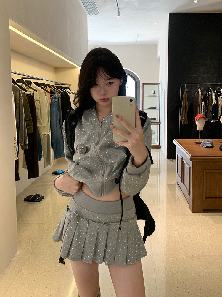 ドットプリーツミニスカート