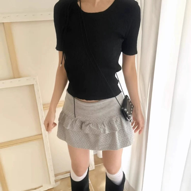ドットフリルティアードミニスカート