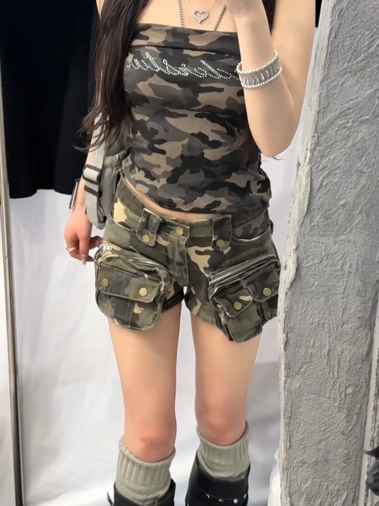 デニム ショートパンツ ファー 平成 00s グランジ y2k ギャル