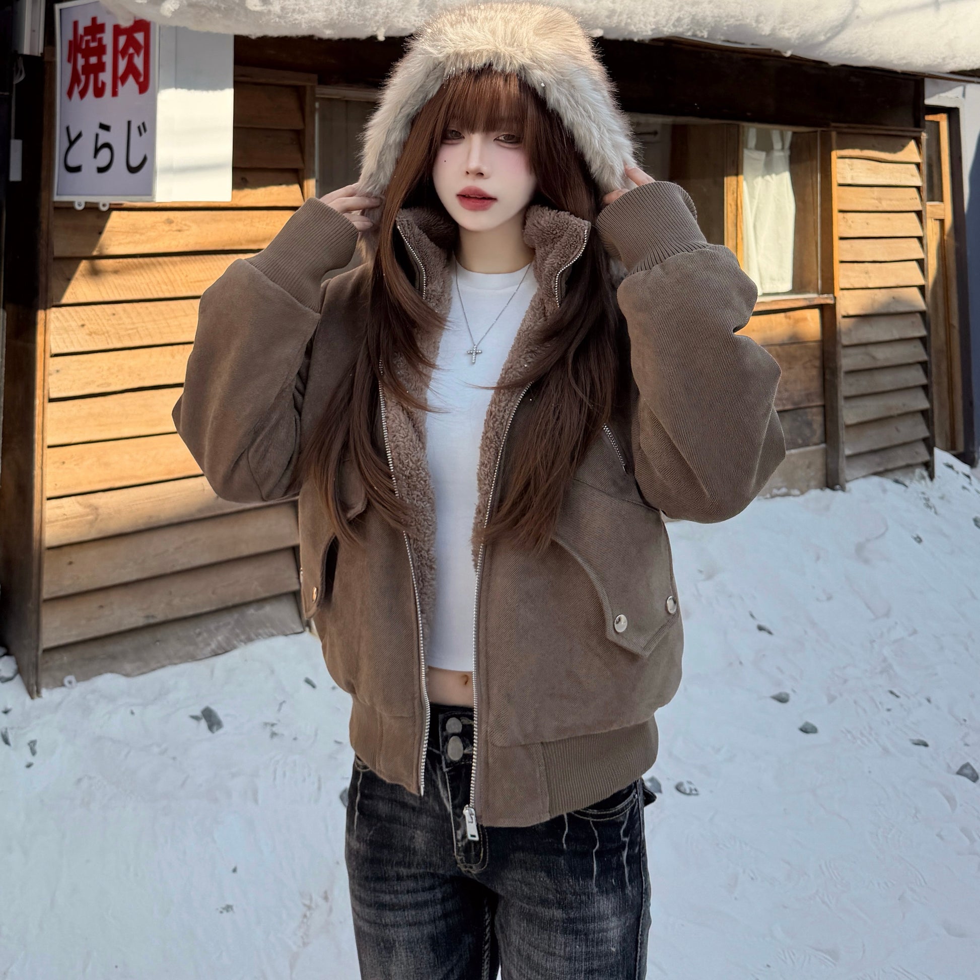 スノームード ファーフーディージャケット