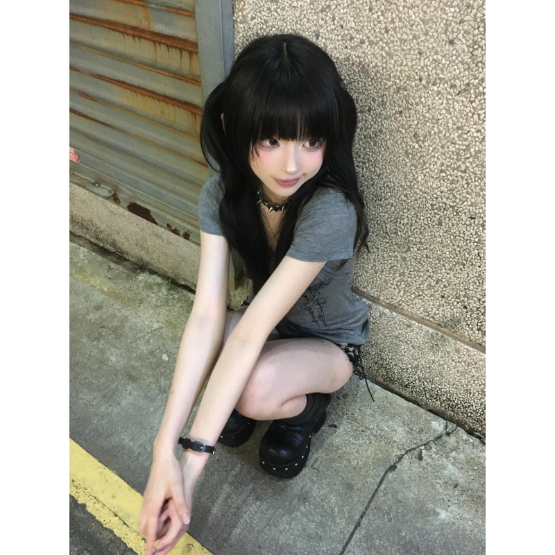 Y2KスケッチプリントタイトT