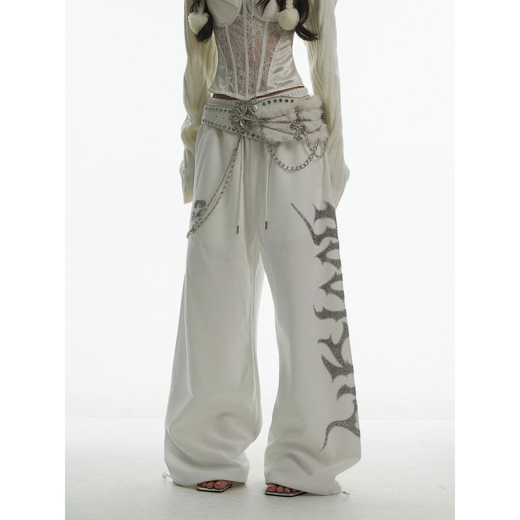 シルバーグリッターロゴスウェットパンツ