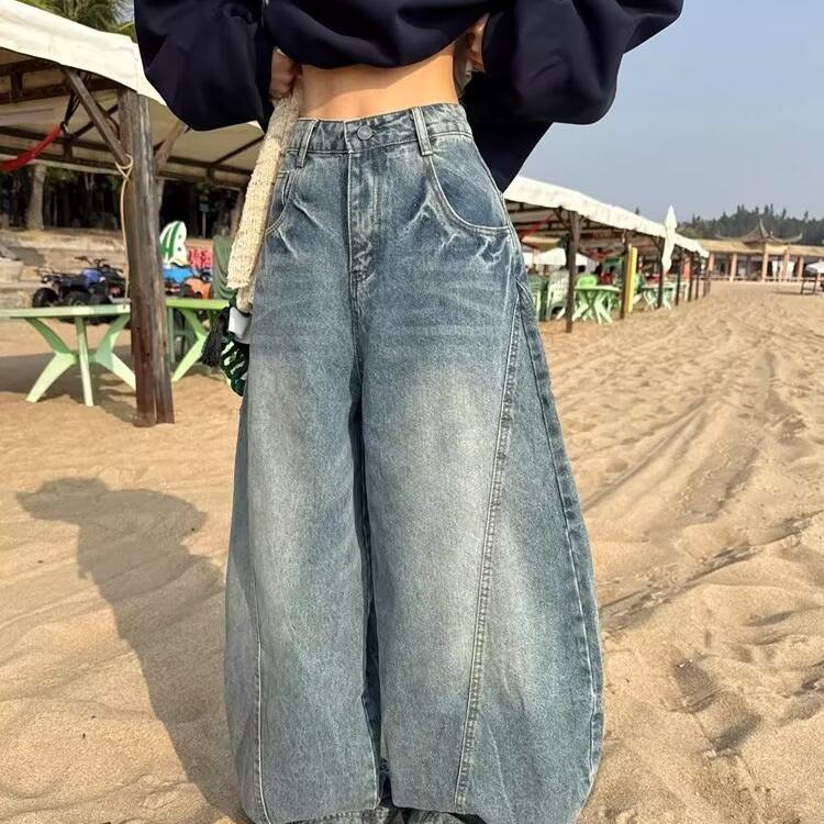 アメリカンレトロハイウエストワイドデニム