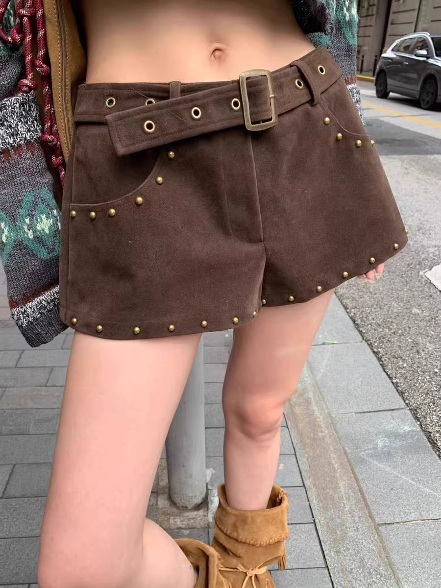ヴィンテージスタッズレザーショートパンツ