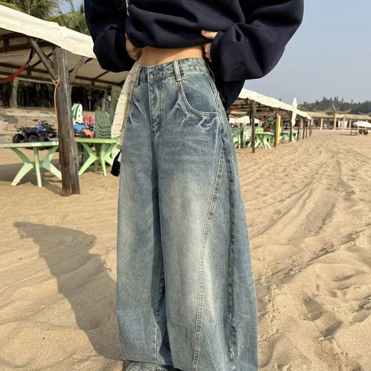 アメリカンレトロハイウエストワイドデニム