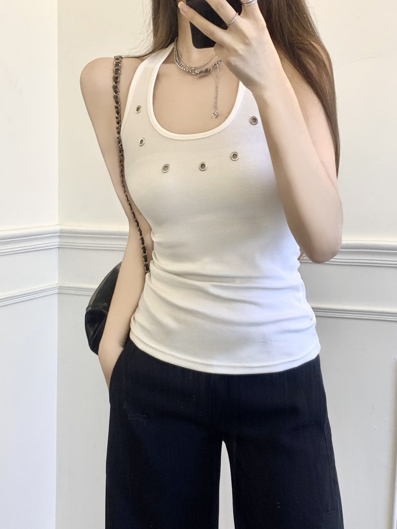 スタッズアクセントスリムタンクトップ